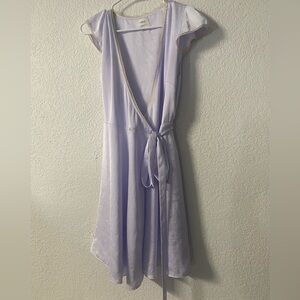 Wilfred Mademoiselle romantic Satin V-neck Wrap dress in a lilac coquette style